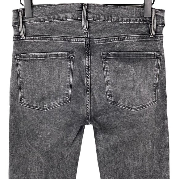 Frame Le Skinny De Jeanne 27 Mid Rise Raw Hem Stretch Jean Bennington Black - Picture 5 of 8